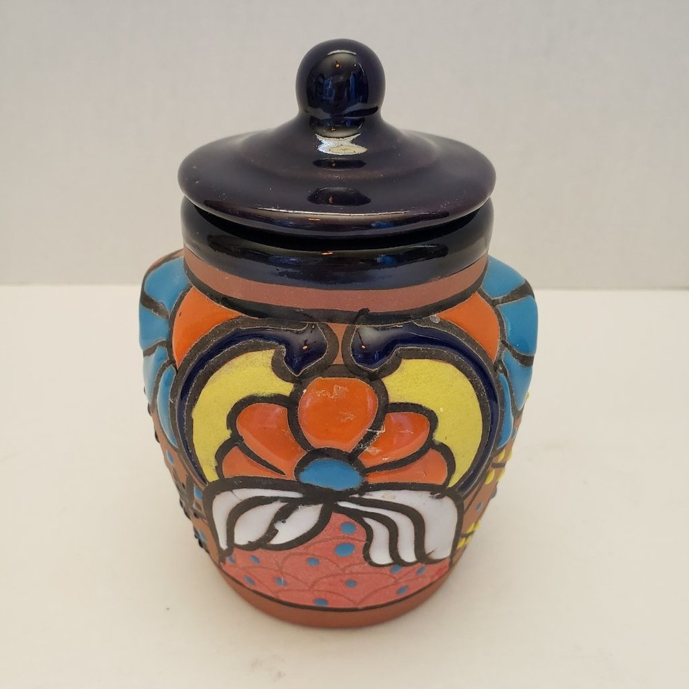 Talavera Mexican Pottery Lidded Jar